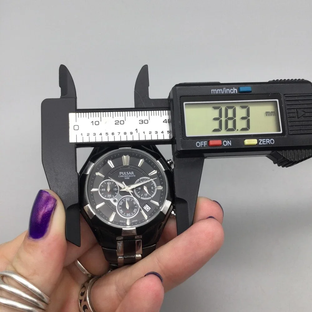 Pulsar Chronograph Mens Watch 38mm Date Stainless VD53-X060 New Battery 6.75